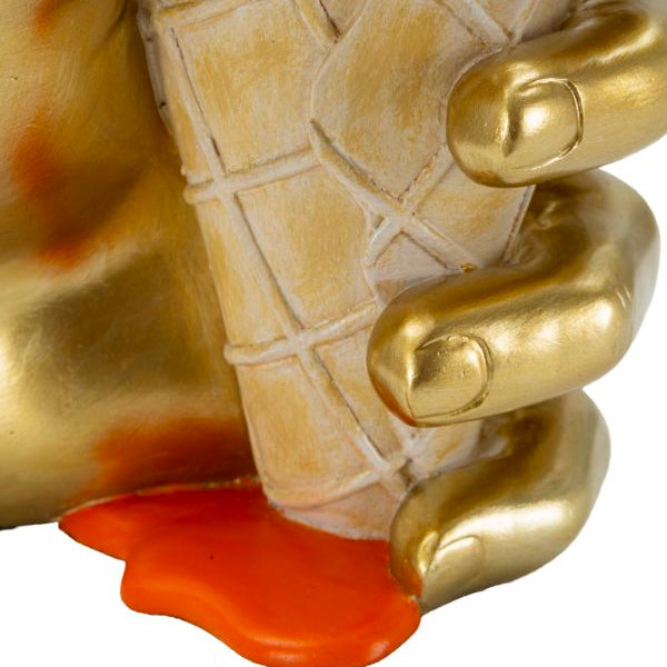 Vaso Cono Portafiori con Mano Dorata e Glassa Arancio 26 cm in Poliresina