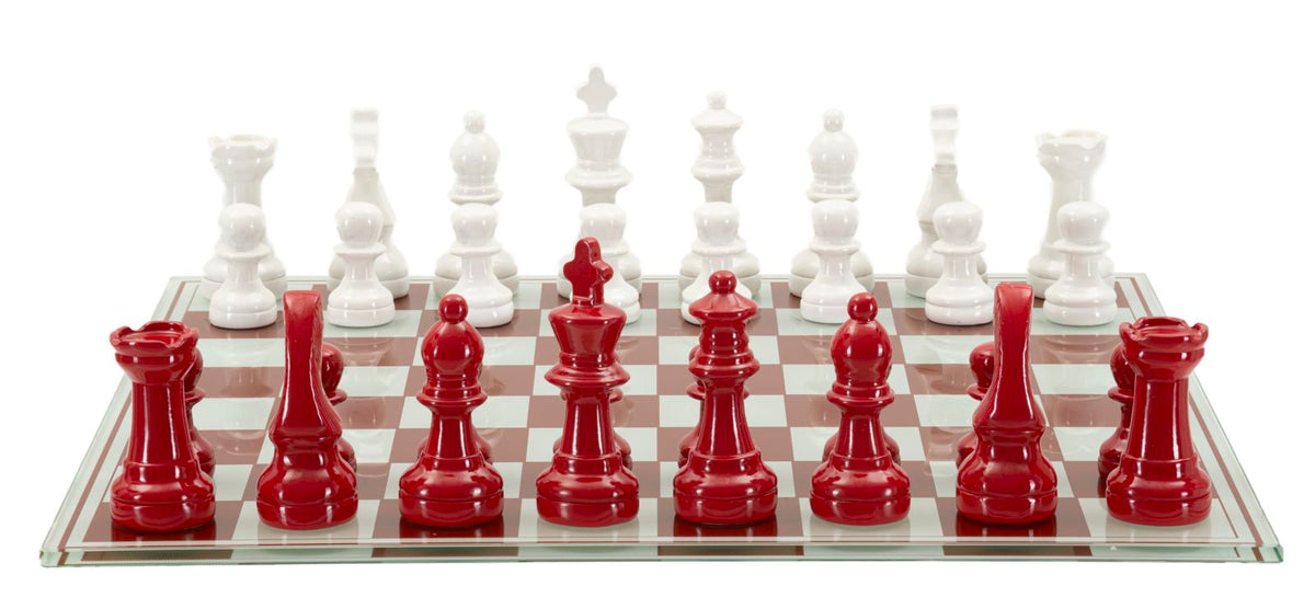 SET SCACCHIERA ROSSA/BIANCA CM 61X61X14