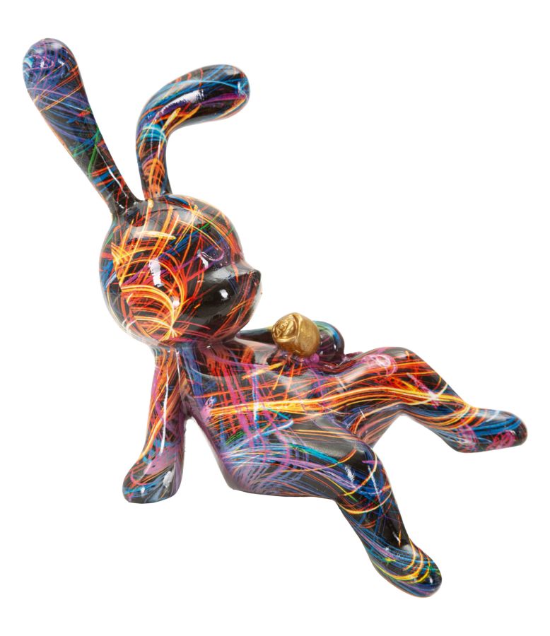 Scultura Decorativa Coniglietto Psyco B Multicolore 21,5x10x22 cm in Resina