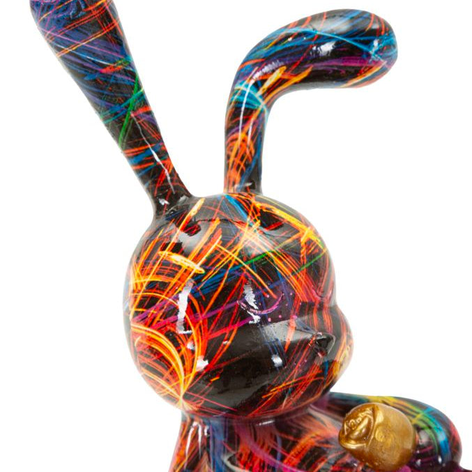 Scultura Decorativa Coniglietto Psyco B Multicolore 21,5x10x22 cm in Resina
