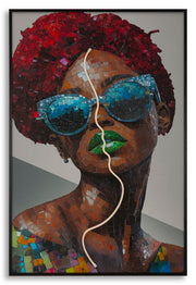 STAMPA C/LED SU TELA AFRO CM 60X3,5X90 (APPLICAZIONE 3D ACRILICO)