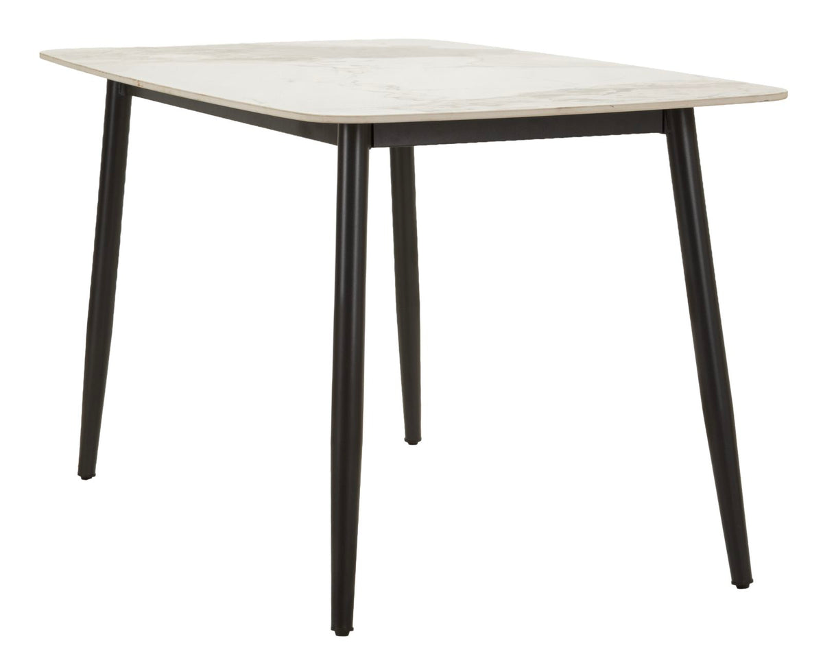 Tavolo da Pranzo Josh 138x78x76 cm Piano Effetto Marmo e Gambe Nere