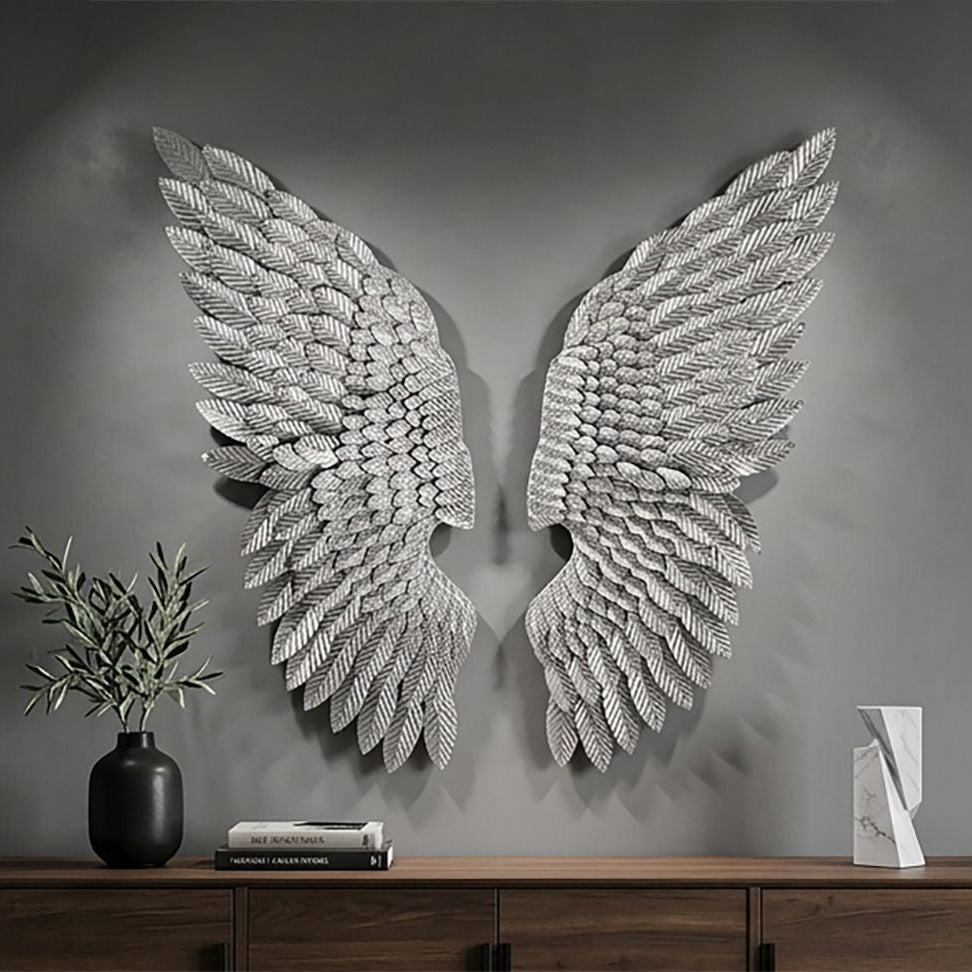 Pannello Decorativo 3D Ali Beauty Coppia Silver in Metallo