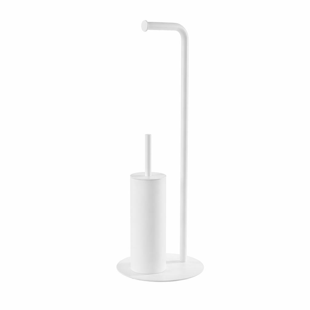 Piantana Bagno Portascopino e Portarotolo Taki in Acciaio Design Moderno