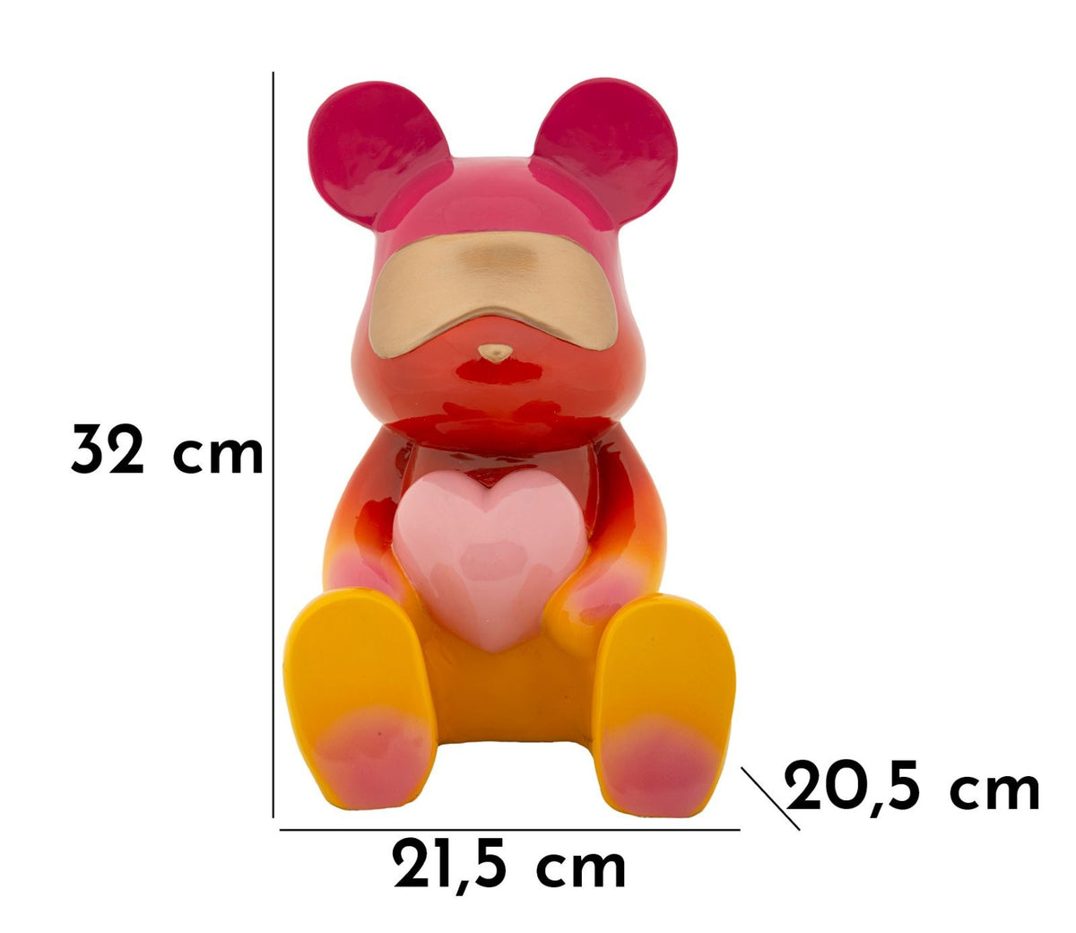 Scultura Orsacchiotto Multicolore in Poliresina Rainbow Design 21,5 x 32 cm