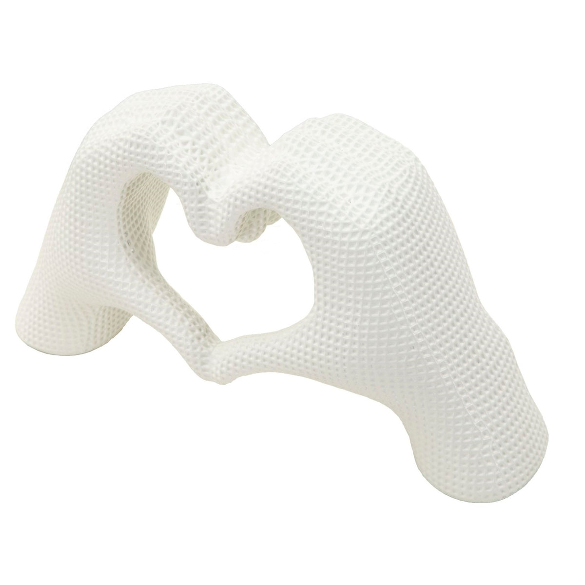 Scultura Lover White in Resina Bianca 25 cm Mani a Cuore Design Moderno