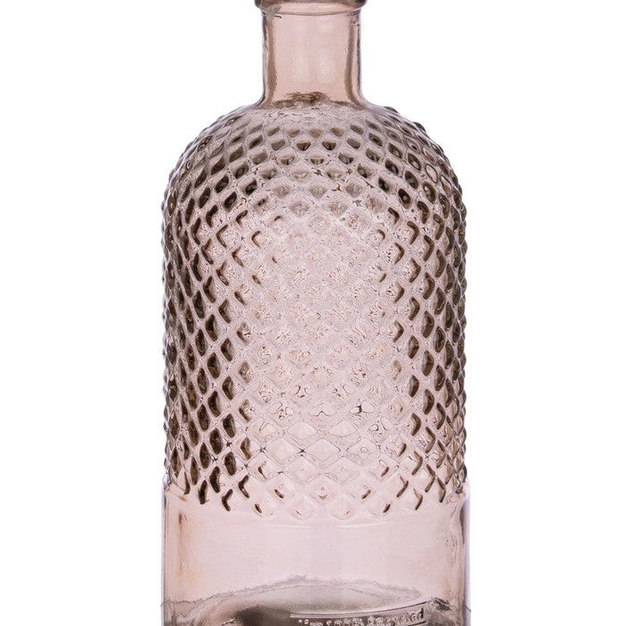 Bottiglia Vaso Decorativa in Vetro Rosa con Texture Avril H28cm