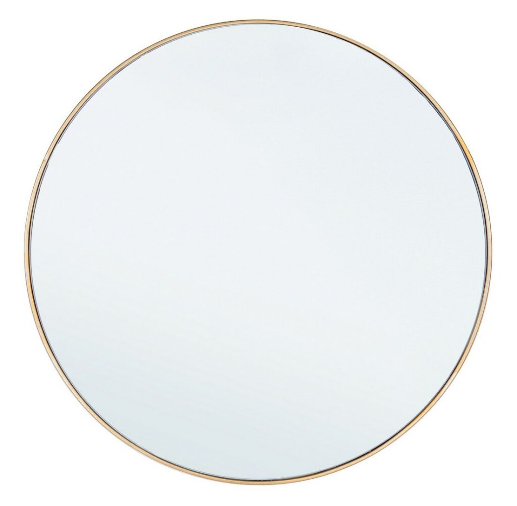 Specchio da Parete Rotondo Nucleos Oro Ø70 cm con Cornice in Metallo