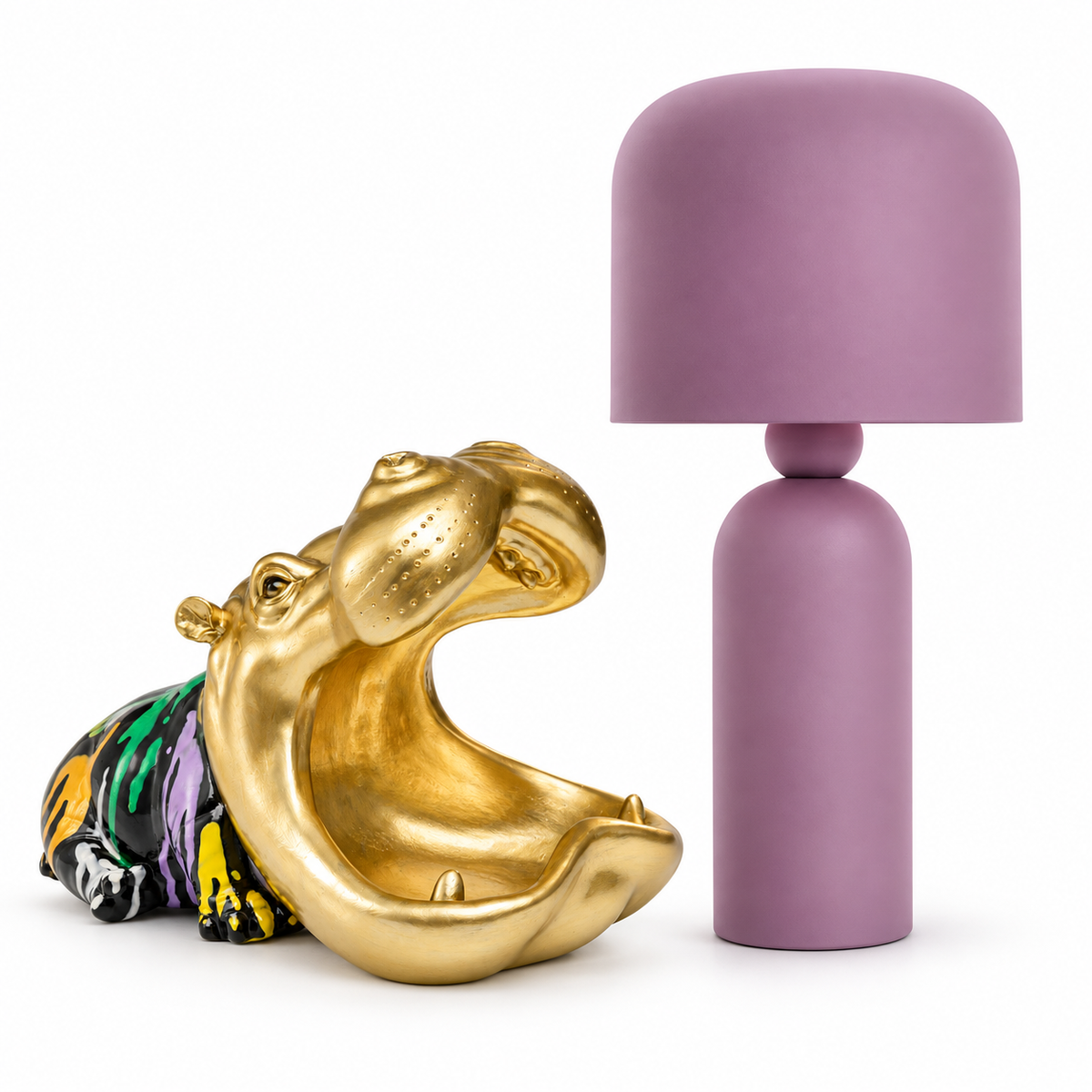 Set Decorativo Hungry Hippo & Lampada Viola H39 cm