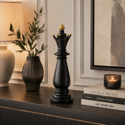 Statuetta Decorativa Alfiere Scacchi Nero e Oro Ø12,5 x H38,5 cm