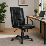 Poltrona Sedia Direzionale Ufficio ELYSEUM Nera Ergonomica con Braccioli