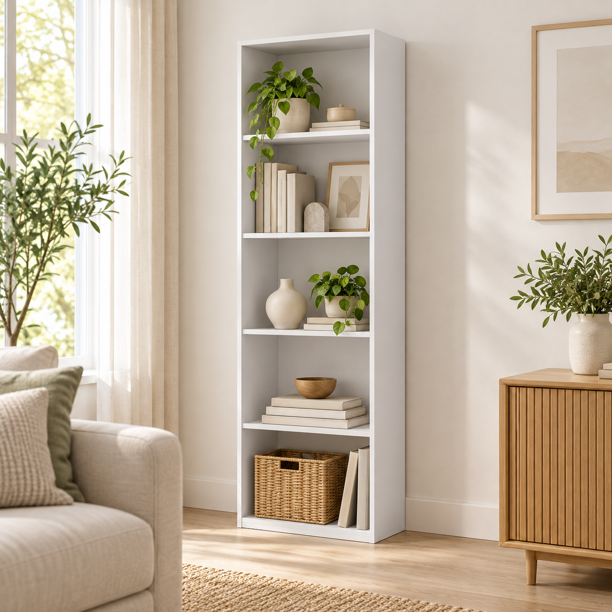Libreria 4 Ripiani Colonna 50x22,8x157,4 cm Design Moderno 4 Colori
