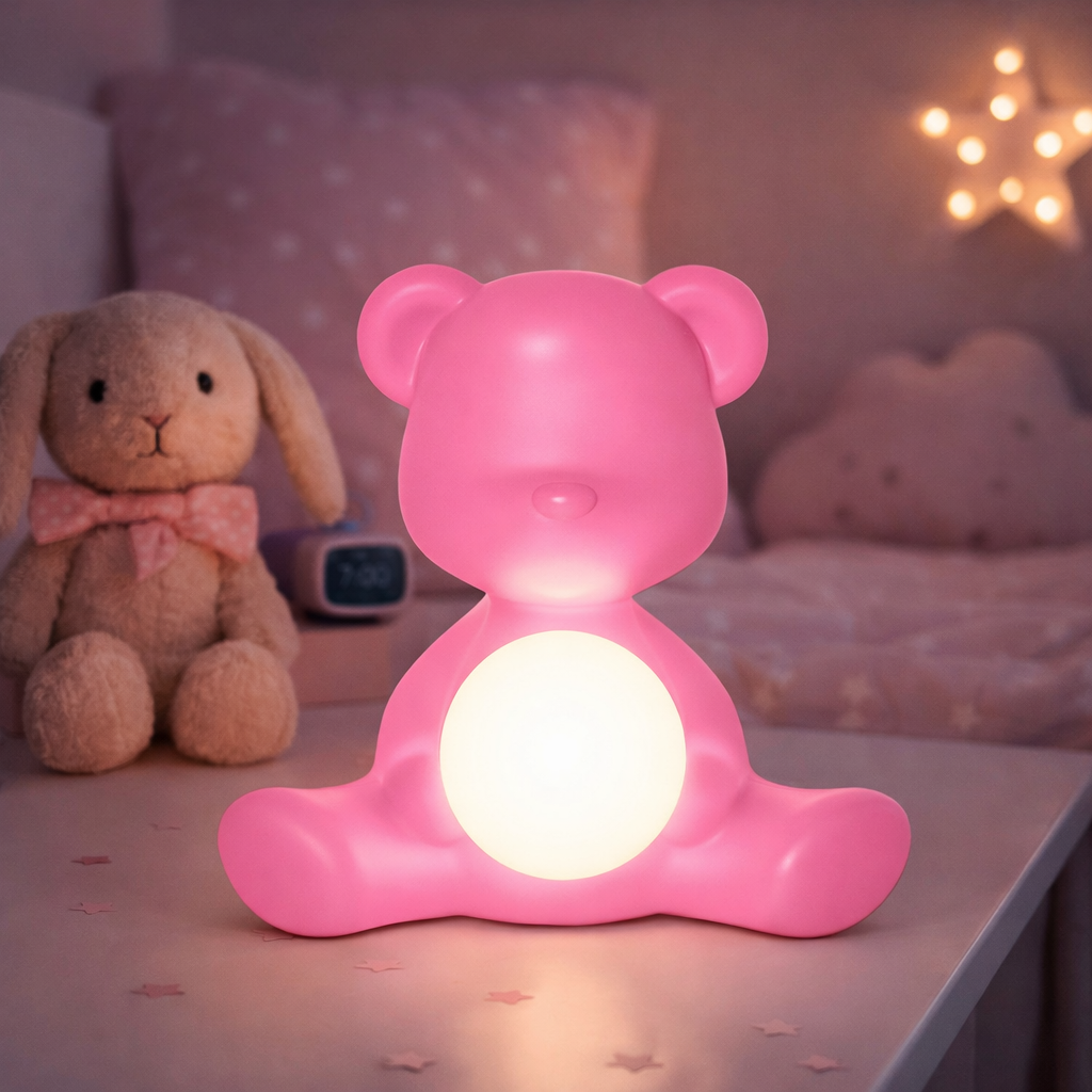 Lampada da Tavolo Teddy Girl LED Ricaricabile Design Decorativo con Orsetto