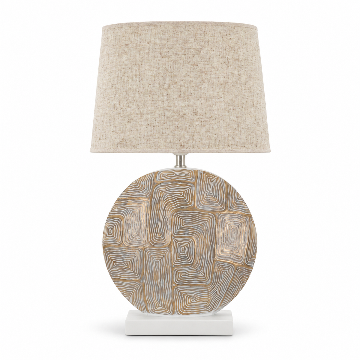Lampada da Tavolo Eclips Ø38x64 cm in Poliresina con Paralume in Tessuto