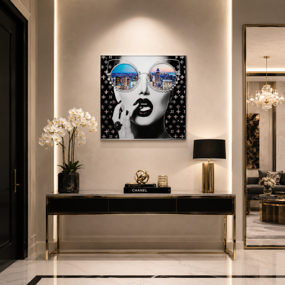 Quadro Decorativo NY View KARE con Cornice Argento 50x50 cm
