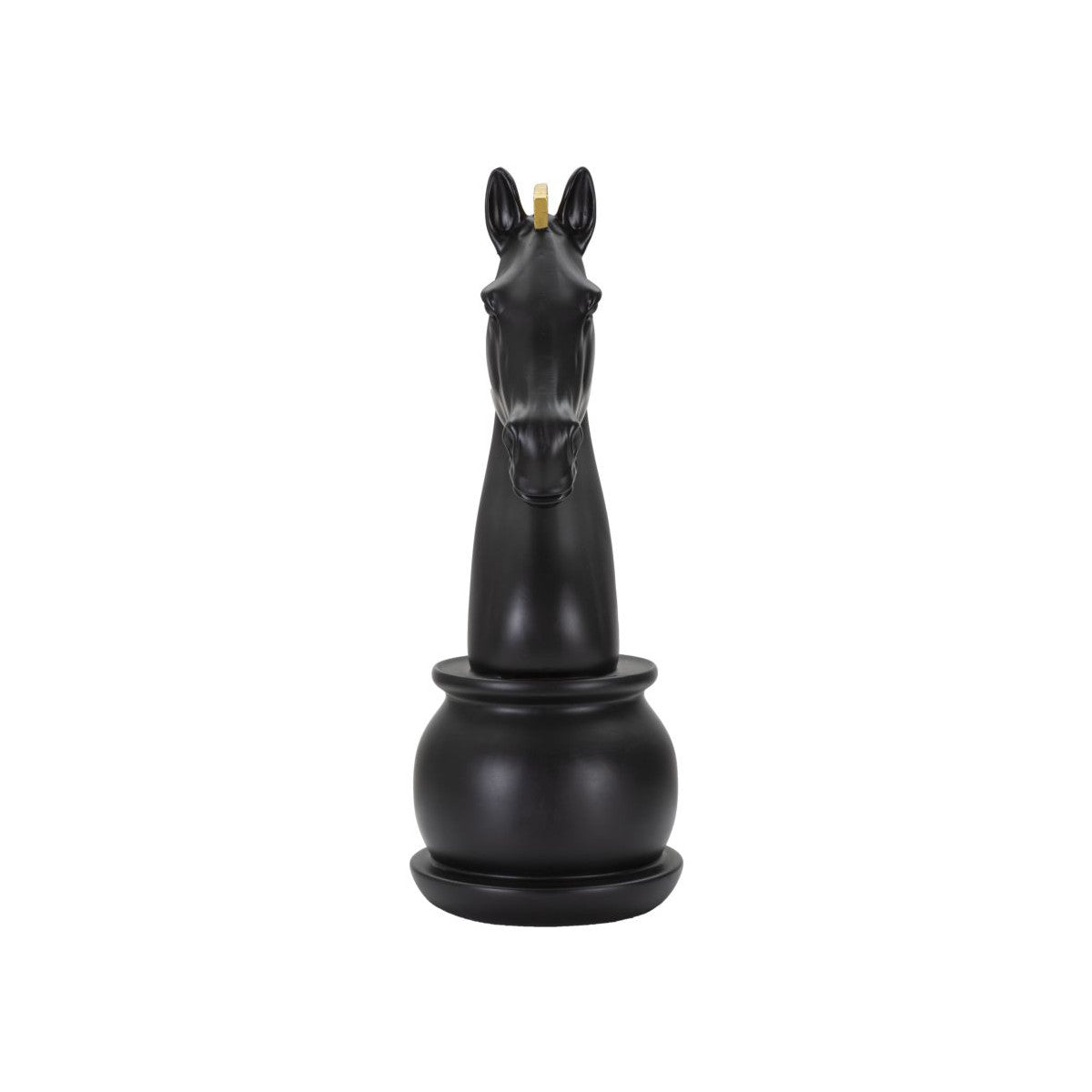 Statuetta Decorativa Cavallo Scacchi Oro e Nero Ø18,5 x H50 cm