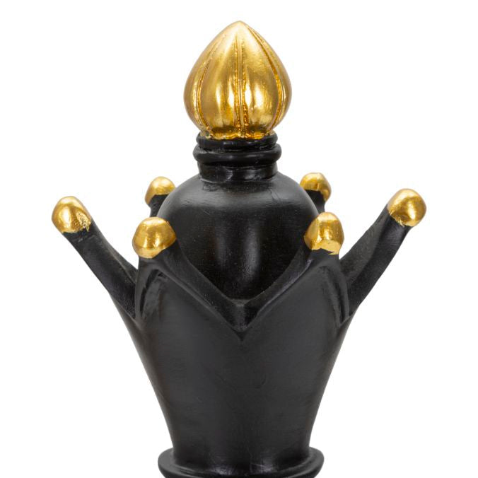 Statuetta Decorativa Alfiere Scacchi Nero e Oro Ø12,5 x H38,5 cm