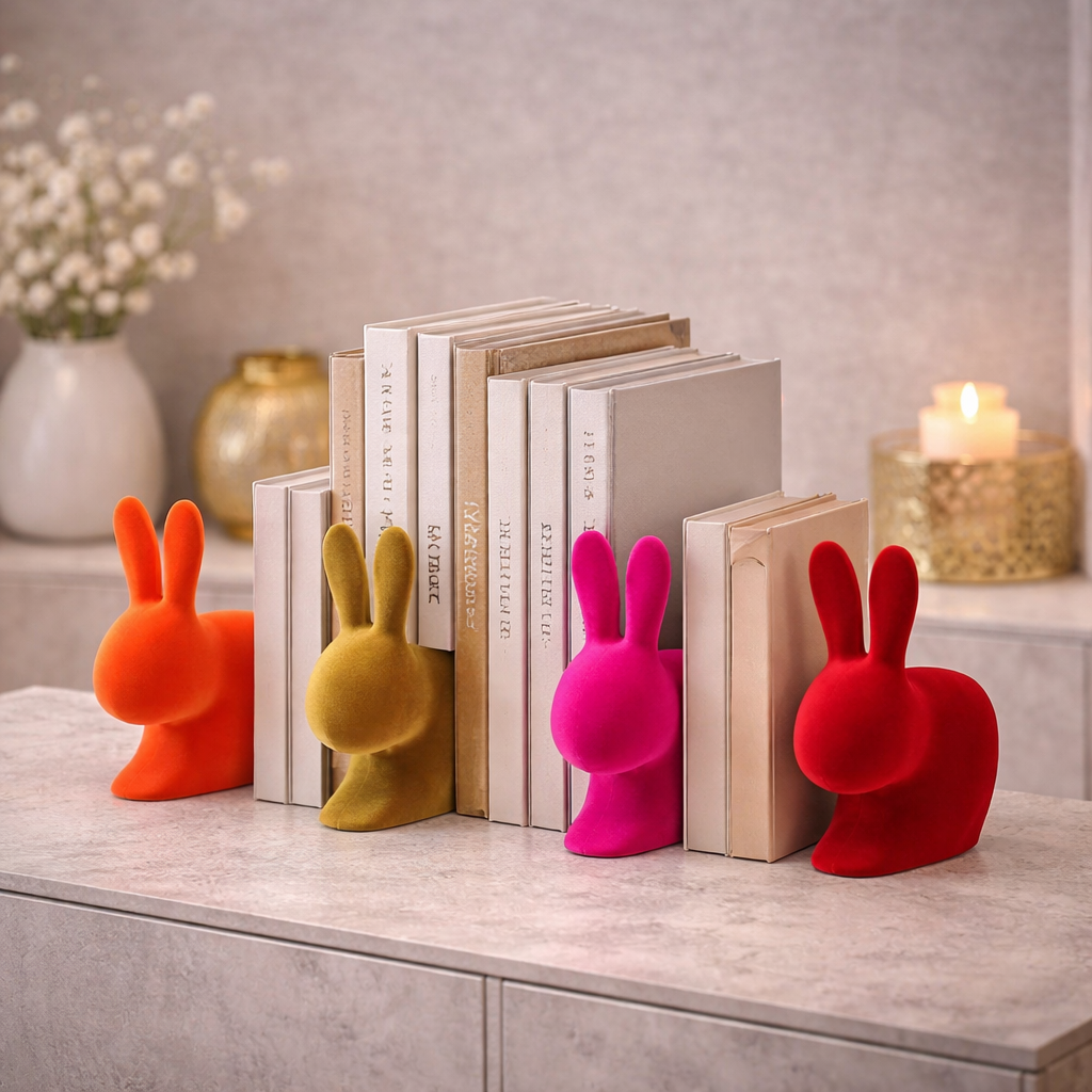 Fermalibro Coniglio Rabbit XS Velvet Design con Finitura in Velluto