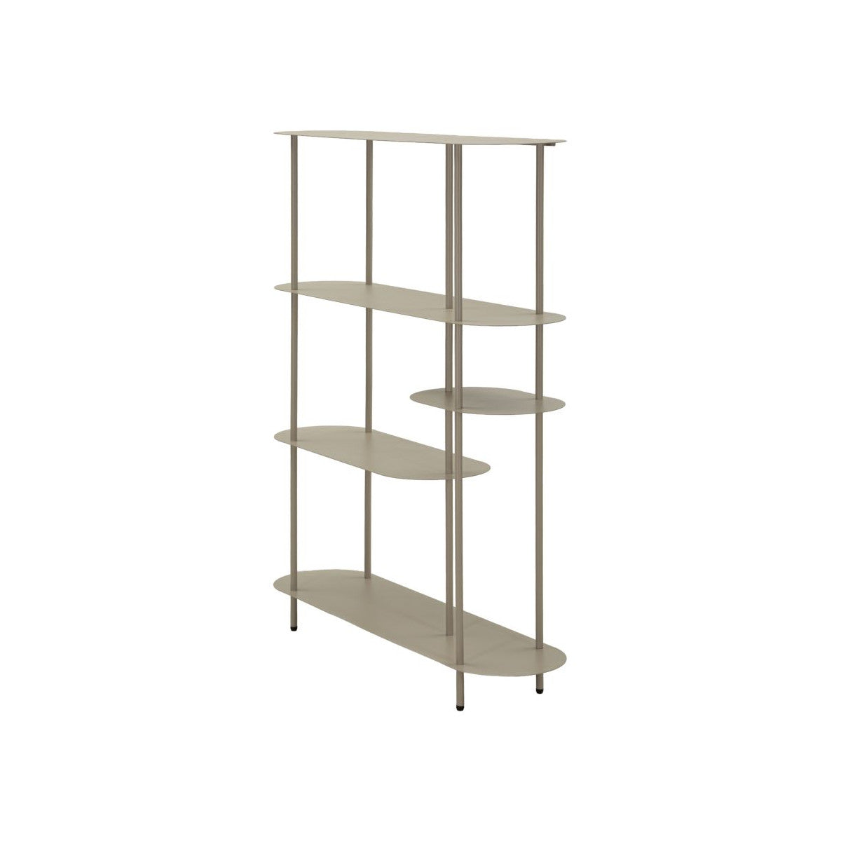Libreria Saturno 118x31x139 cm in Metallo Tortora e Ottanio