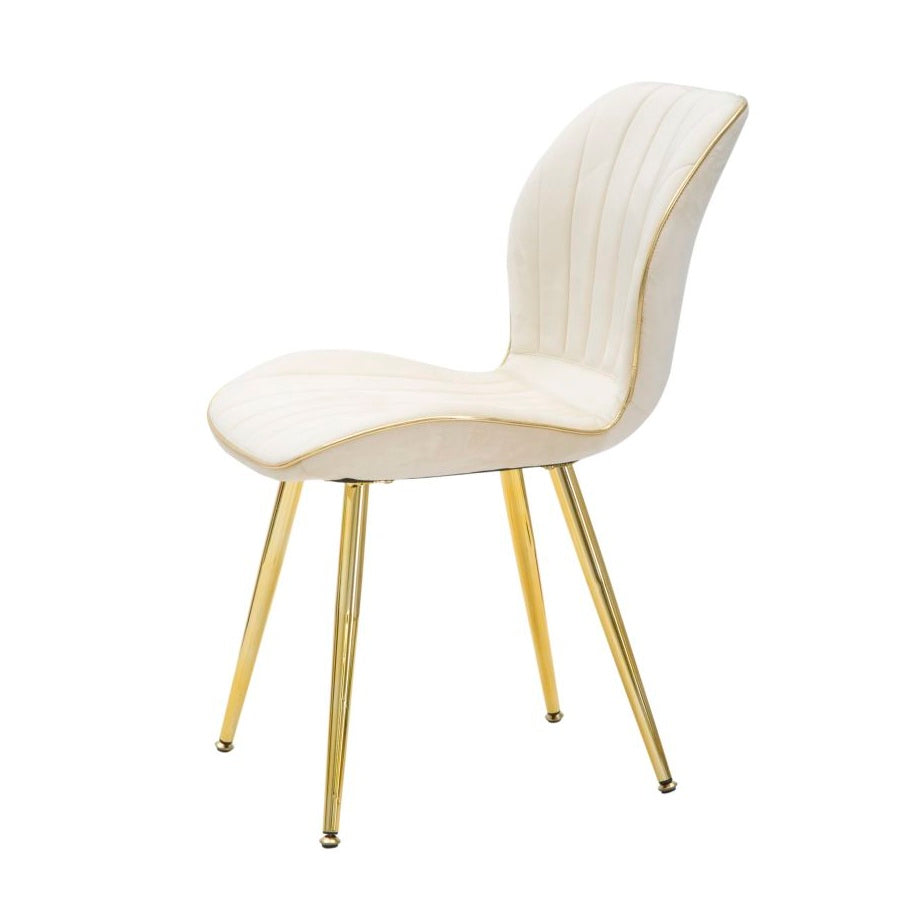 Set 2 Sedie Paris Space Crema e Oro 46x58x77 cm in Velluto Sintetico