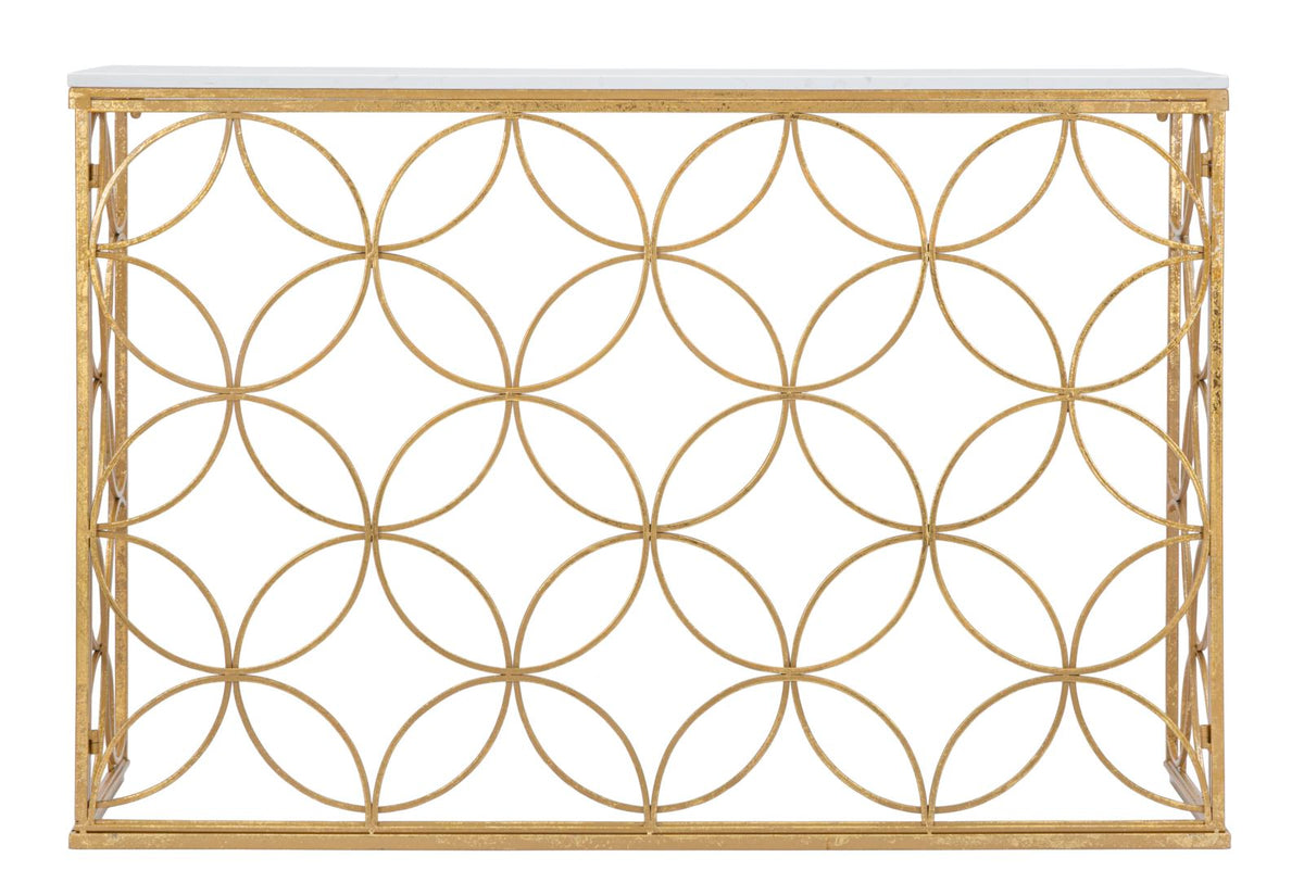 Console Star in Metallo Oro e Marmo Bianco 120 x 40 x H80 cm