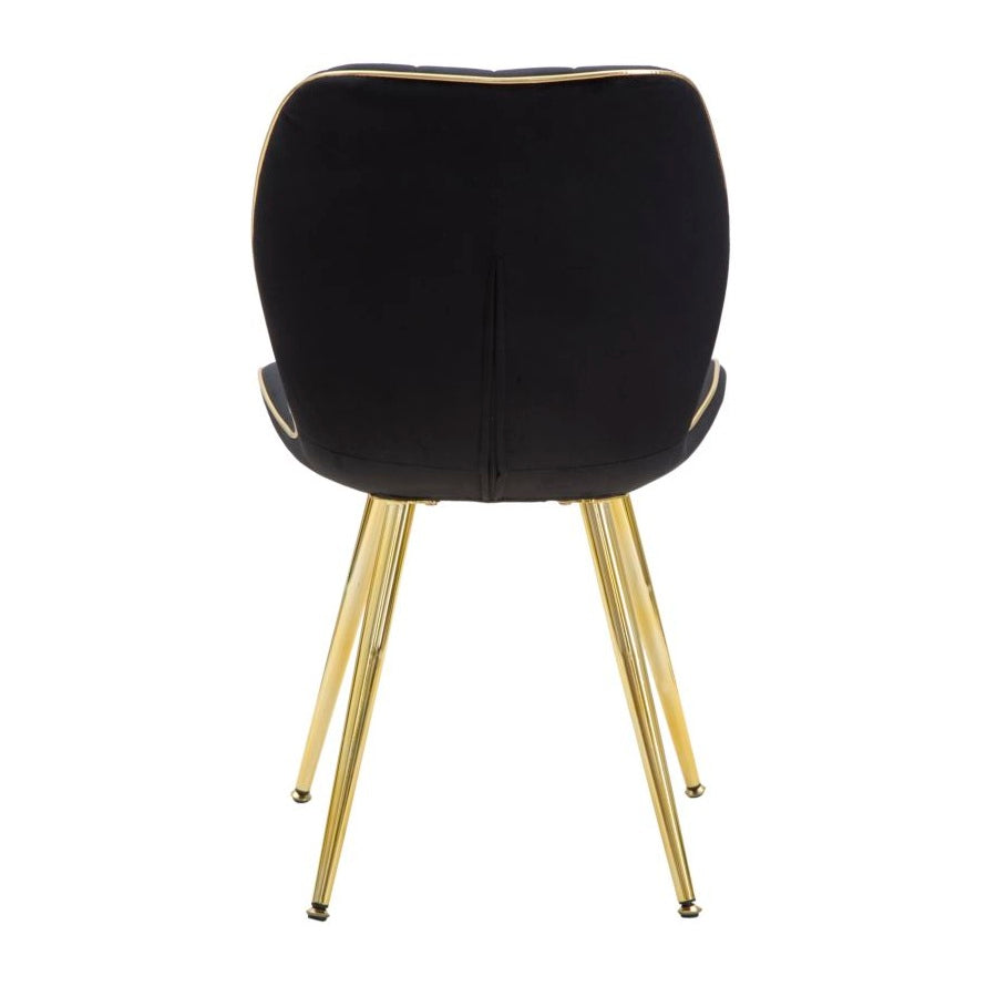 Set 2 Sedie Paris Space Nero e Oro 46x58x77 cm in Velluto Sintetico