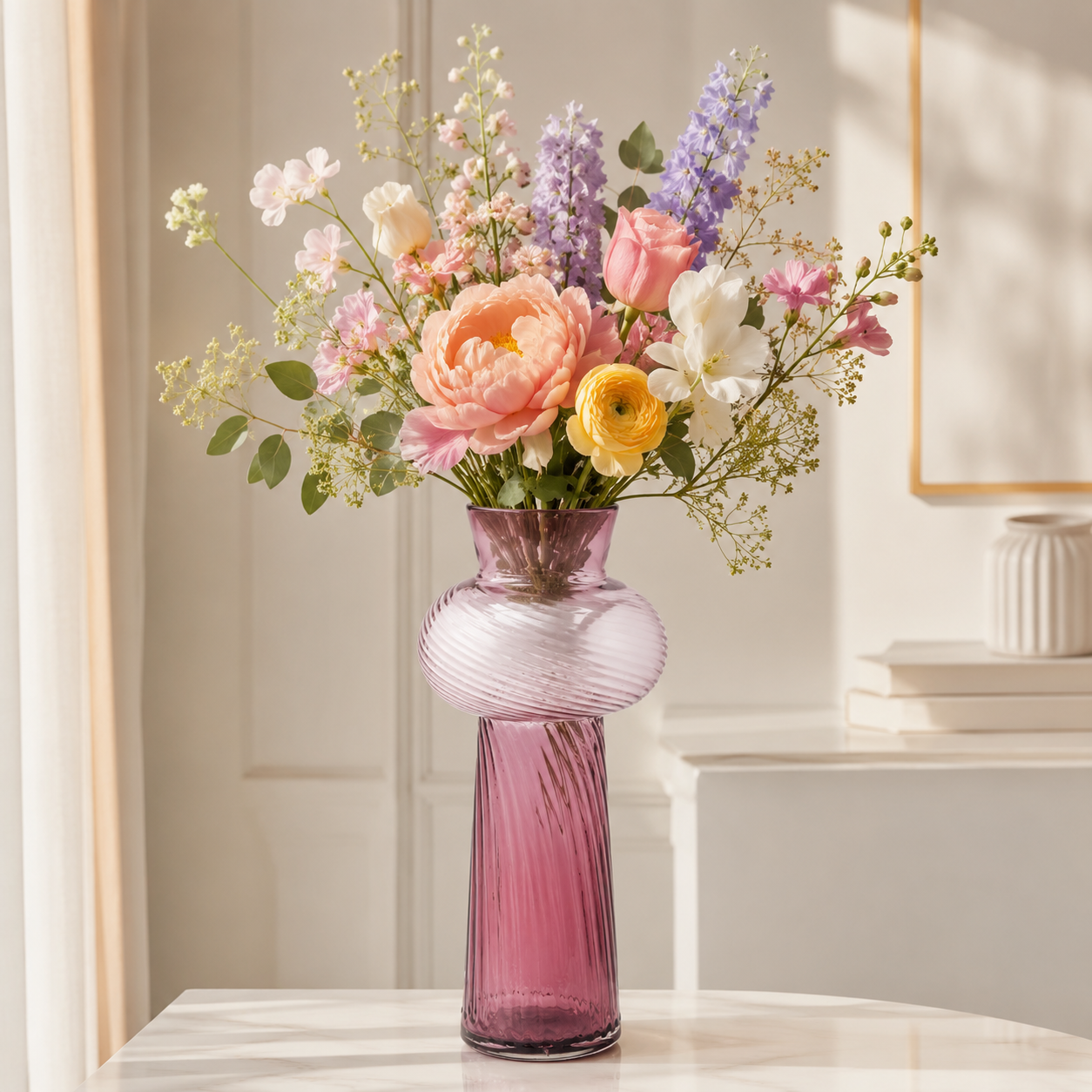 Vaso Bolla in Vetro Rosa Antico H 41 cm Ø 19 cm