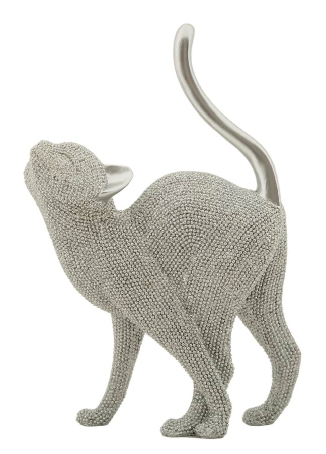 Statuetta Decorativa Gatto Sparky Argento 26 cm in Poliresina