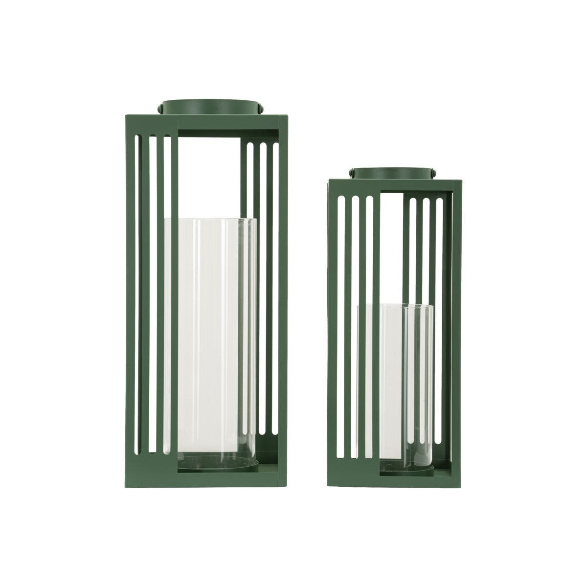 LANTERNE LINEE COPPIA CM 18,3X18,3X43,5-15X15X36,5 (VETRO TEMPERATO)