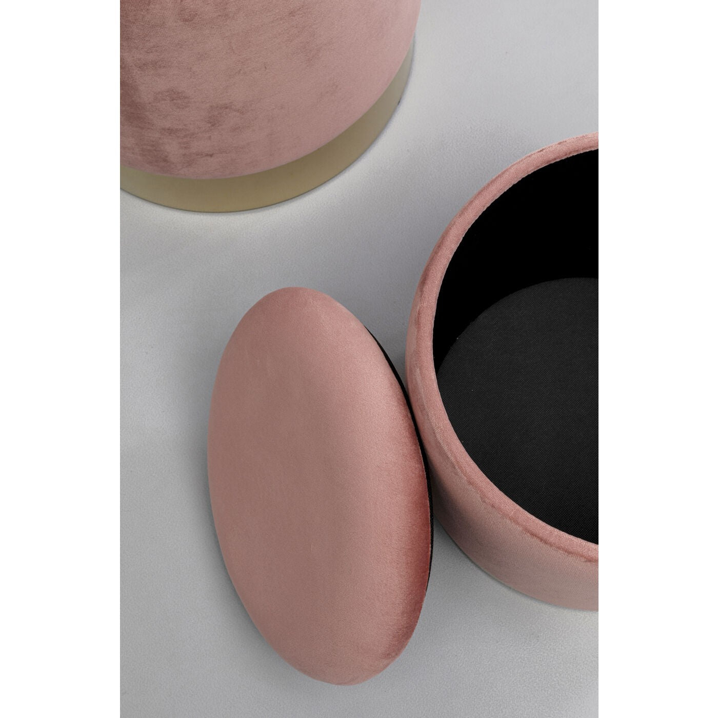Set 2 Sgabelli Pouf Contenitore Cherry Storage Rosa con Dettagli Ottone
