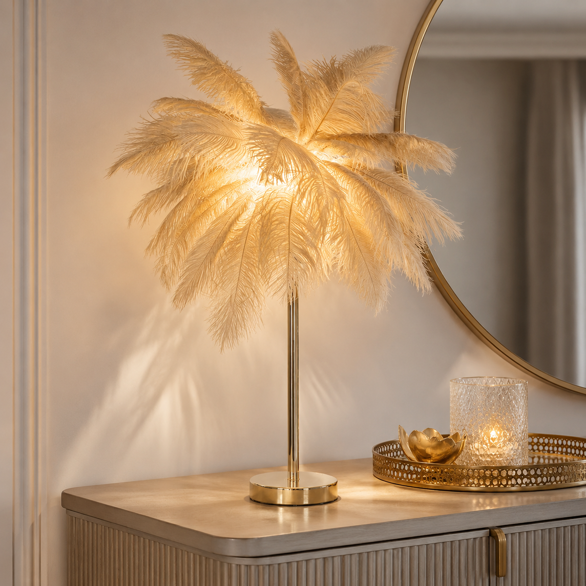 Lampada da Tavolo Palm Cammello Ø55 x H60 cm