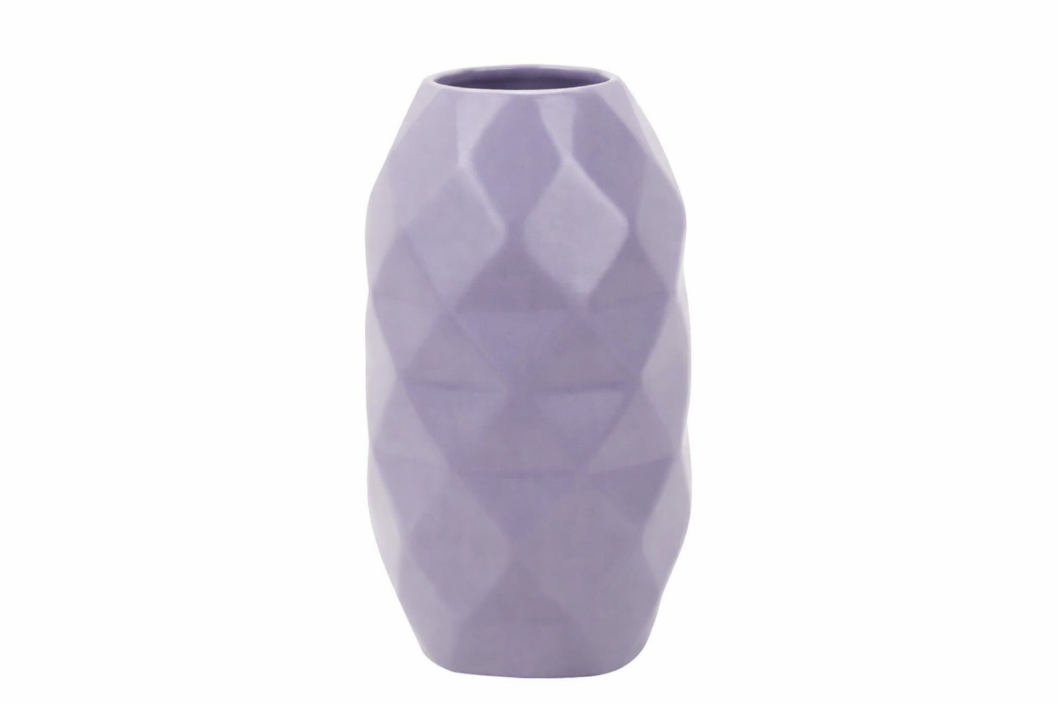 Vaso Decorativo Viola con Superficie Geometrica In Ceramica