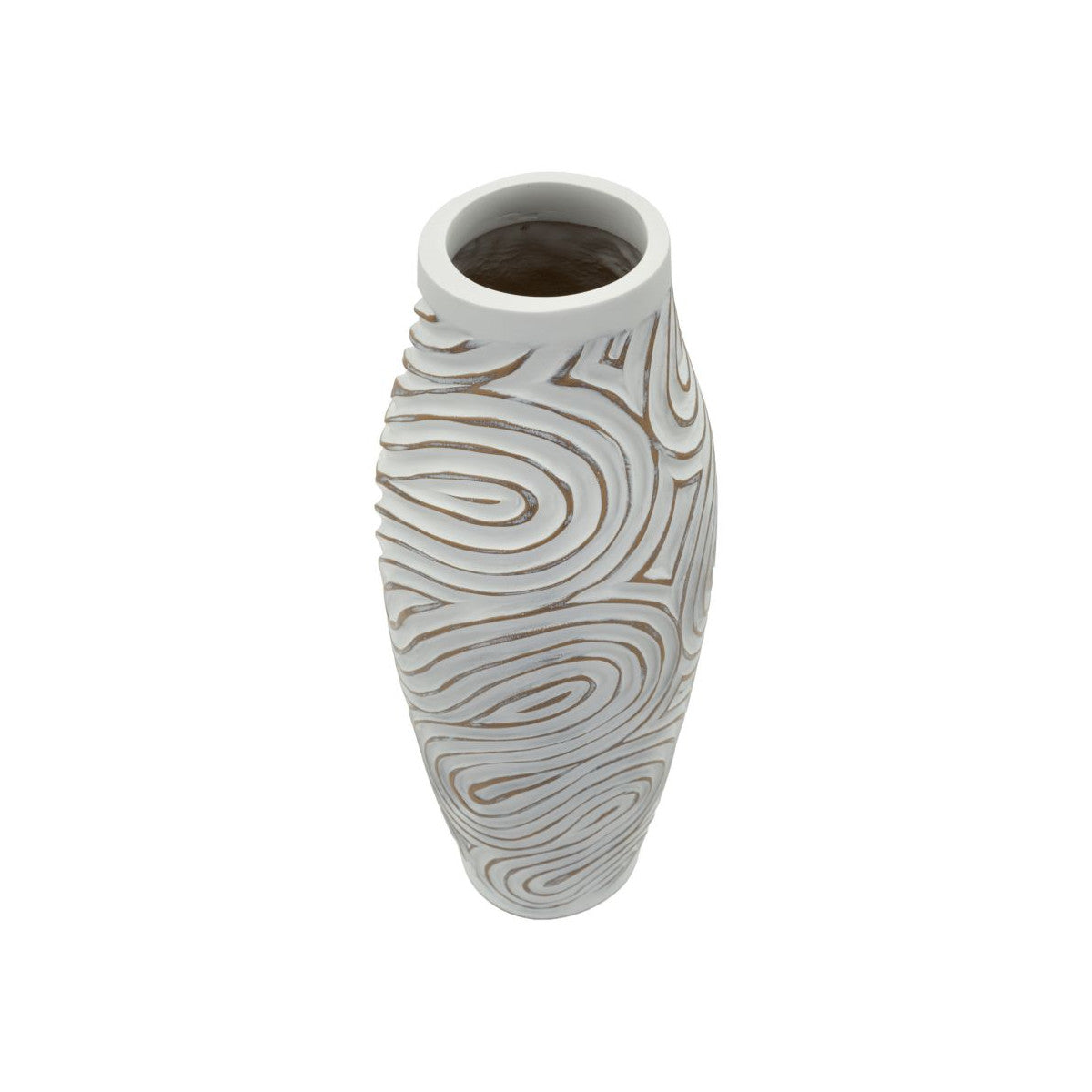 Vaso Decorativo Oblix Ø18,5x50 cm in Resina con Motivo a Spirale