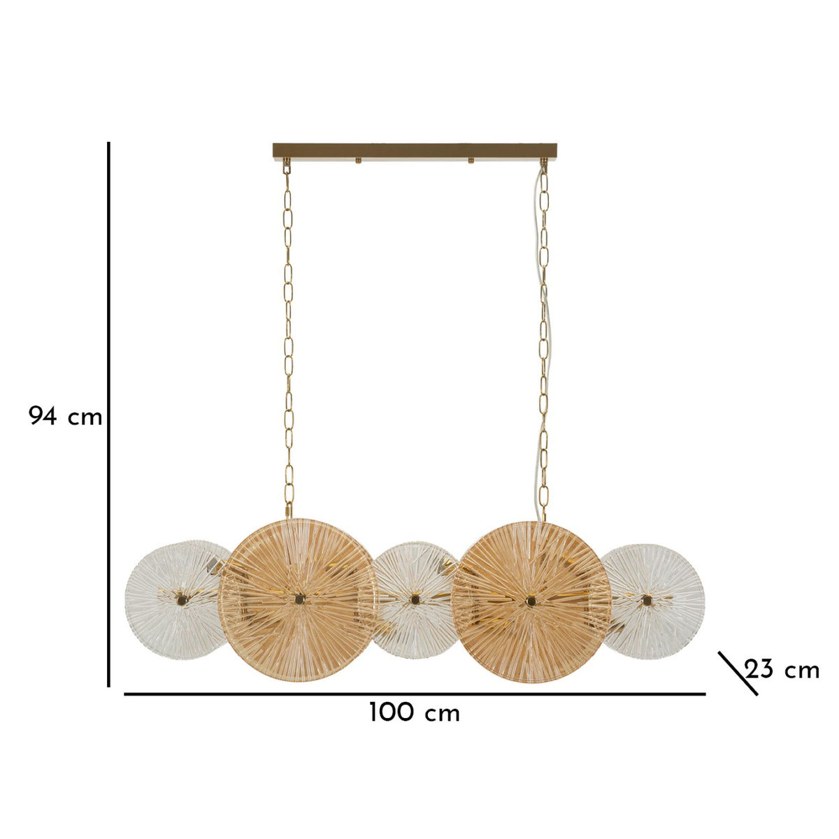 Lampadario Osaka Glam Oro e Trasparente 100 cm con 8 Luci E14