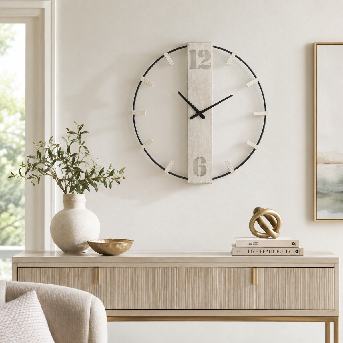 Orologio da Parete in Metallo Nero e Argentato 61x4,5x63 cm