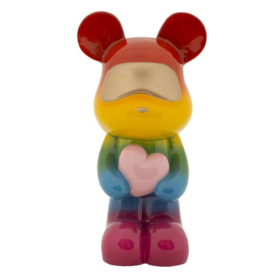 Orsetto Rainbow in Piedi 22,5x17,5x42,5 cm Scultura Decorativa Multicolore