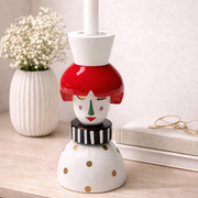 Portacandela Decorativo Dama Madame Dots Colorata 16cm in Poliresina