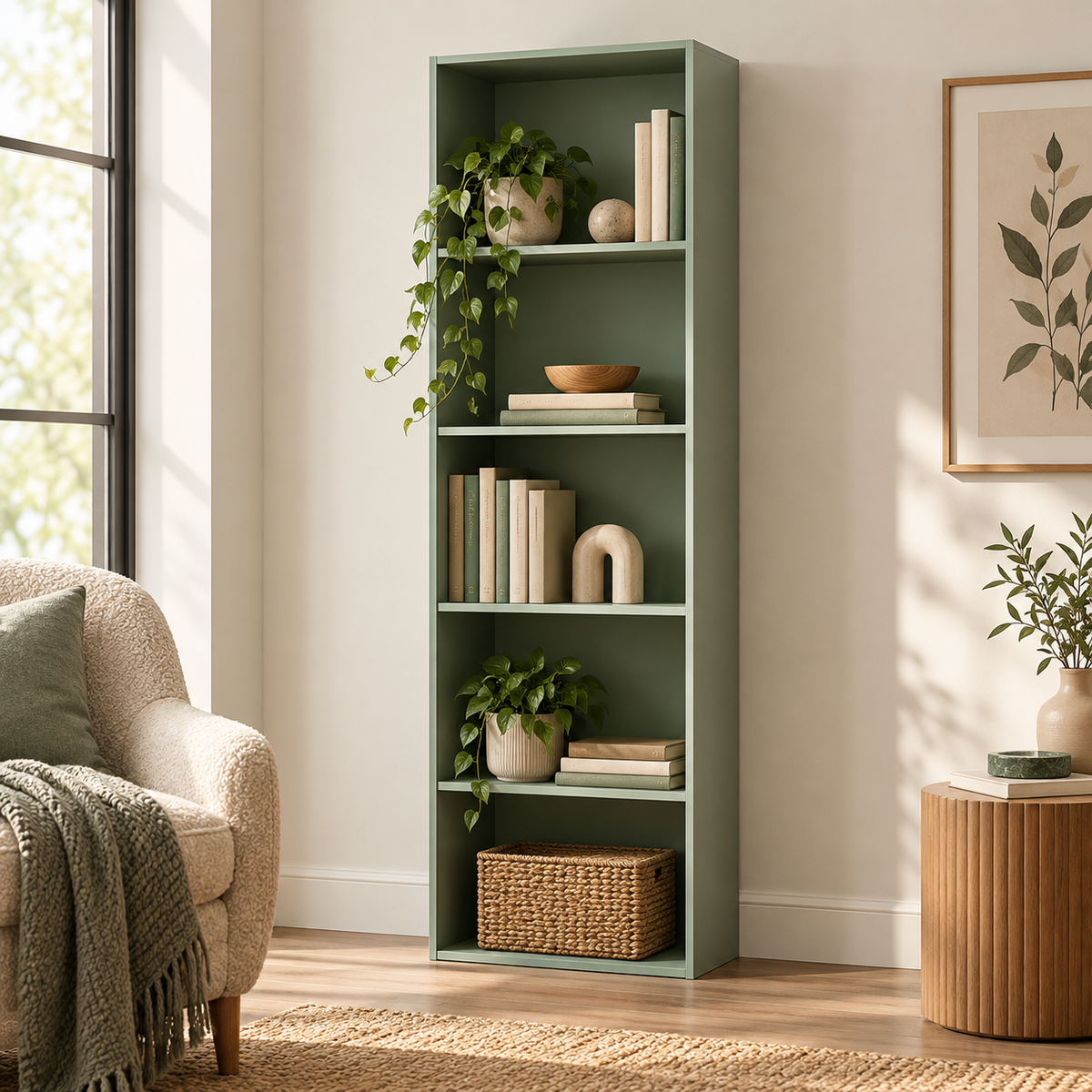 Libreria 4 Ripiani Colonna 50x22,8x157,4 cm Design Moderno 4 Colori