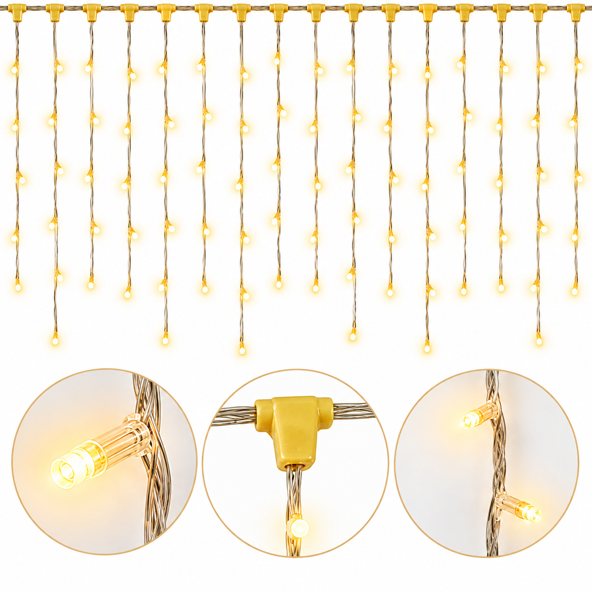 Tenda Luminosa Programmabile 128 LED 3,5x0,8 m Bianco Caldo e Freddo IP44