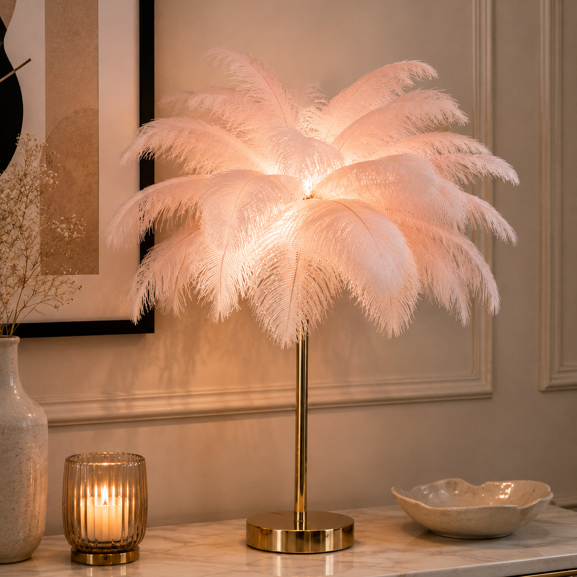 Lampada da Tavolo Palm Rosa Ø40 x H55 cm