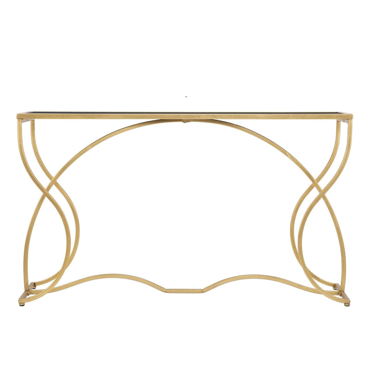Console Sunshine Oro e Nero Mauro Ferretti 130x40x75 cm Metallo e Vetro Temprato