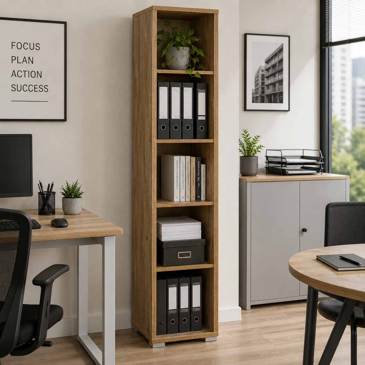 Libreria Ufficio Double Colonna Giorno 182x39 cm Noce Stelvio