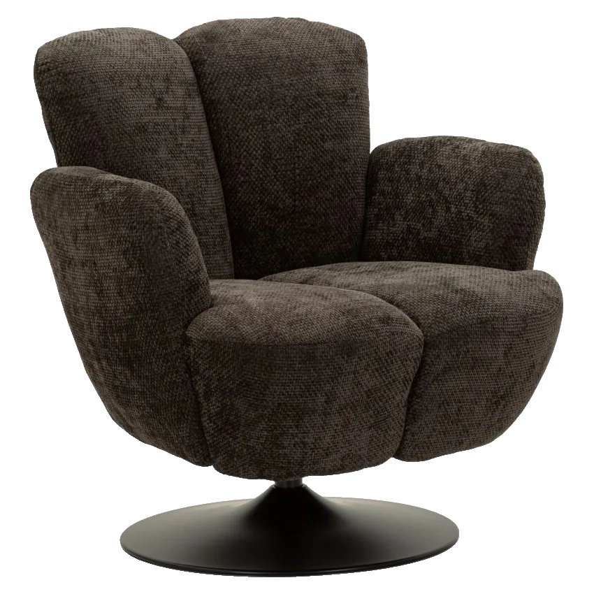 Poltrona Monaco Nera Girevole 86x77x92 cm con Base in Metallo