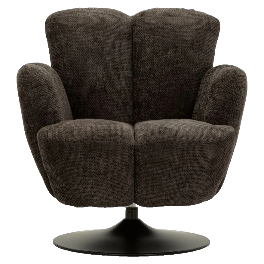 Poltrona Monaco Nera Girevole 86x77x92 cm con Base in Metallo