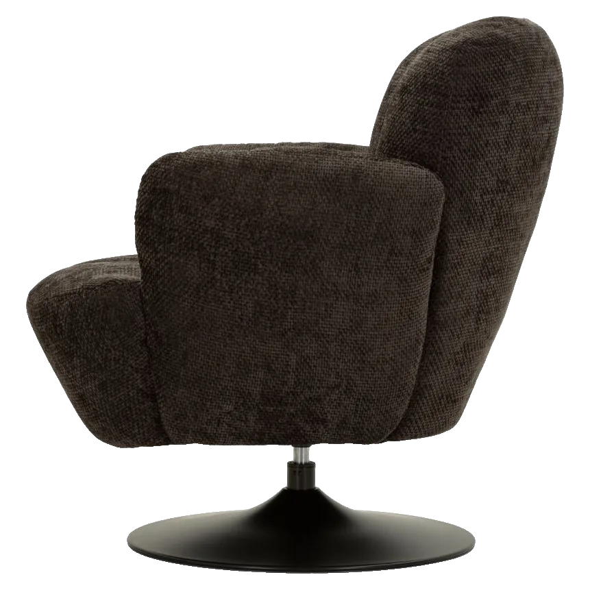Poltrona Monaco Nera Girevole 86x77x92 cm con Base in Metallo