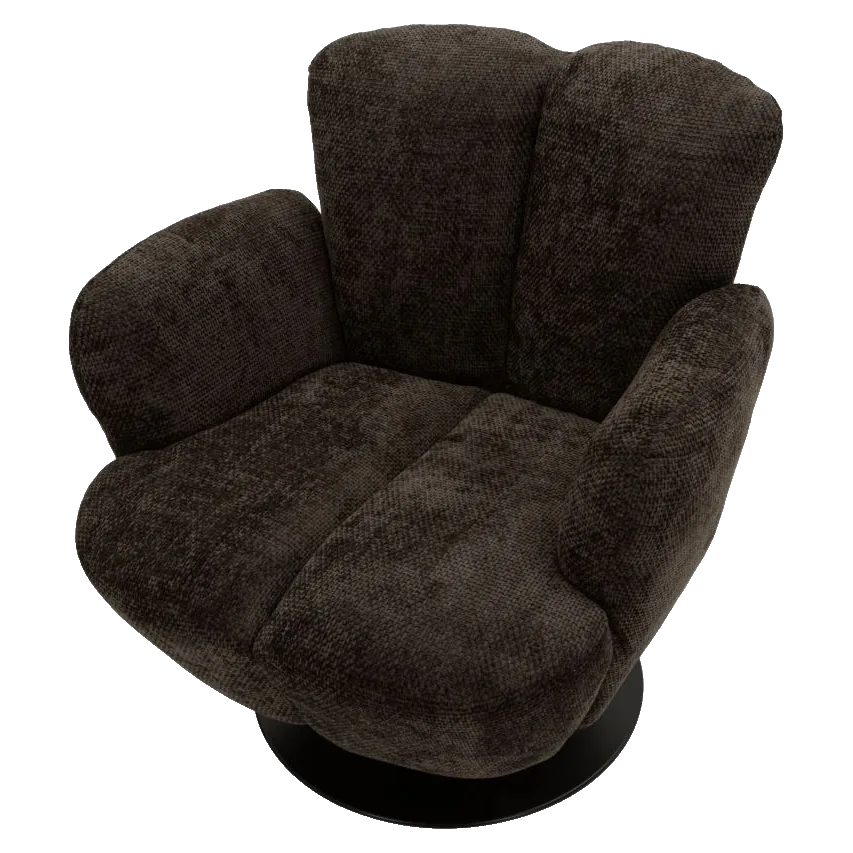 Poltrona Monaco Nera Girevole 86x77x92 cm con Base in Metallo
