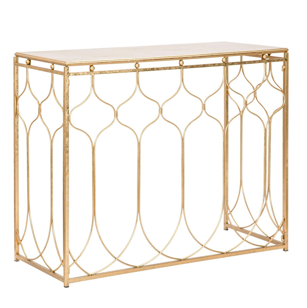 Consolle Arab Oro 96,5x41x78 cm Console in Metallo Dorato con Design Arabeggiante