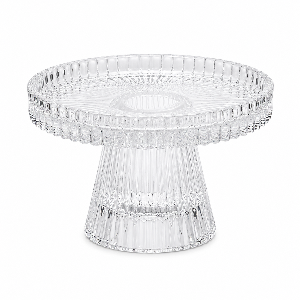 Portacandela in Vetro Trasparente con Base a Cono Ø 9,8 cm x H 7,5 cm