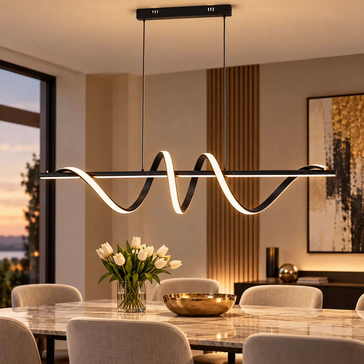Lampadario LED Spiral Nero e Bianco 101x25x30cm 65W