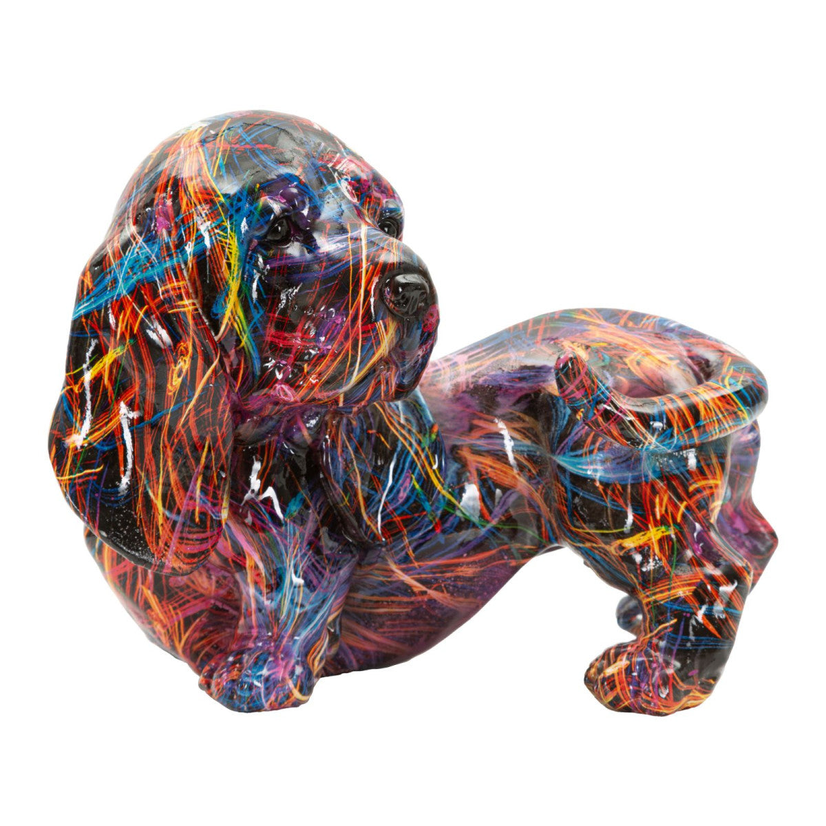 Scultura Decorativa Bassotto Psyco Multicolore 20x14x16,5cm in Resina